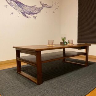 ローテーブル 折り畳み式 棚付 - 1200×700×400mm